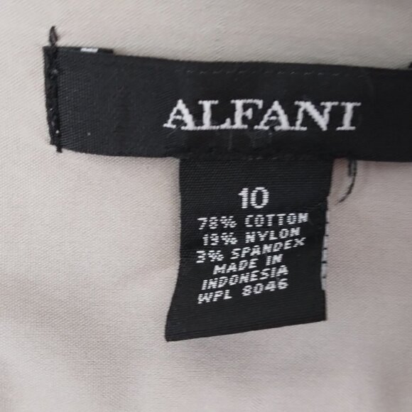 Alfani | Raw Edge Cotton Adjustable Sleeve Blouse Tan | Size 10 - Picture 7 of 7